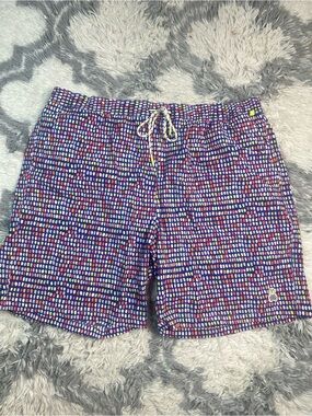 Psycho Bunny Swim Trunks Men 2XL Multi Dot Print Drawstring Mesh Lined Shorts